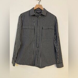 Karl Lagerfeld Paris Striped Black White Button Shirt Long Sleeve Medium